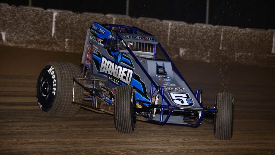 Chase Stockon led the way during Wednesday night’s open practice for the USAC AMSOIL Sprint Car National Championship at Ocala, Florida’s Bubba Raceway Park. Rich Forman Photo