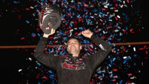 Kyle Cummins' late-race heroics on Friday night at Florida's Ocala Speedway made him the first repeat winner of the USAC AMSOIL Sprint Car National Championship season. (Michael Fry Photo)